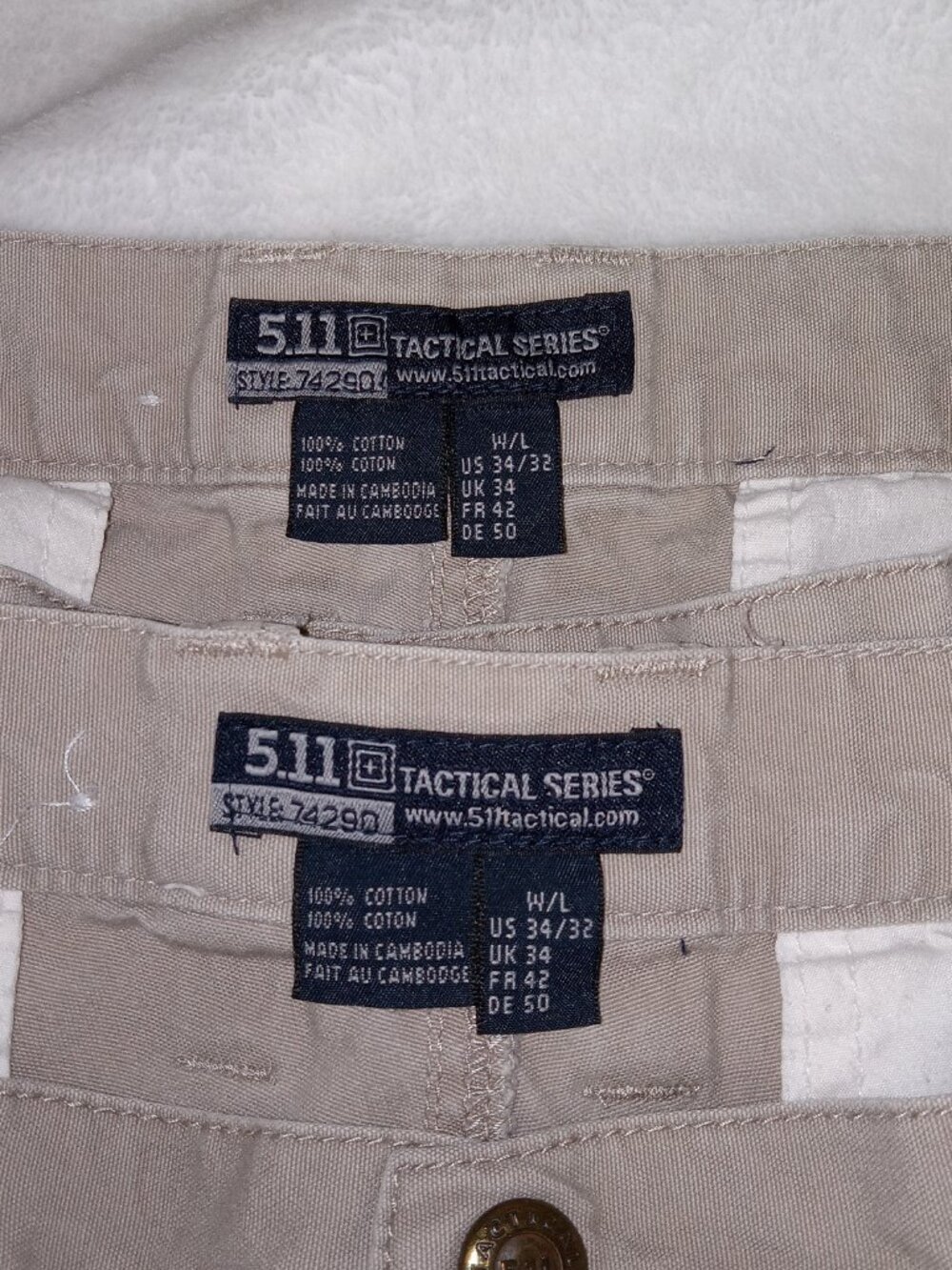 5.11 Tactical Series 74290 Cargo Pants Mens 34x32 Khaki Cotton Utility 2 Pair - Picture 8 of 14